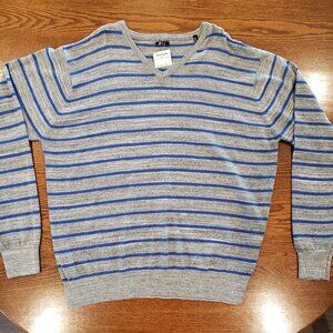 Men's PD & C Striped V-neck Sweater XL New